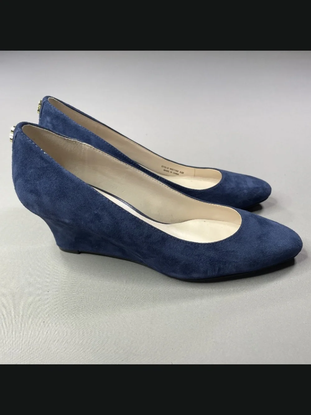Cole Haan Shoes Womens 6.5 blue suede wedge heels grand os designer cocktail